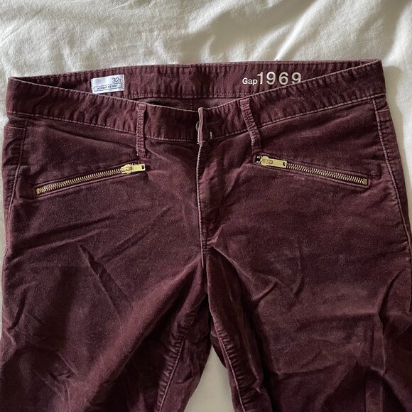 Gap 1969 Velvet Always Skinny Pants – Cherrywood (Zipper Detail) - Picture 1 of 4